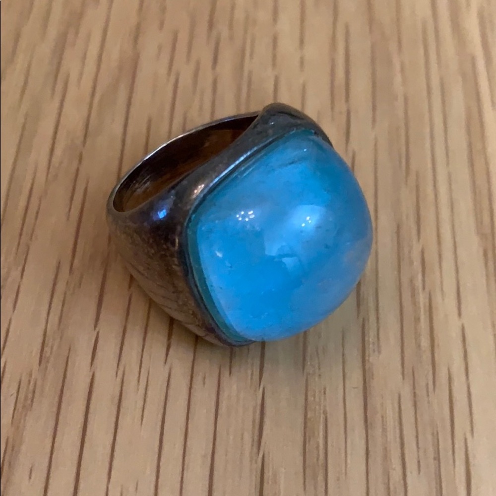 Aqua stone and silver ring